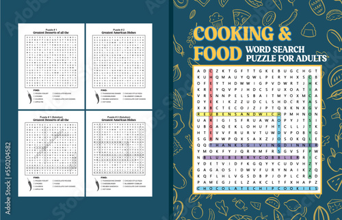Cooking and food word search puzzle Cover for Adults