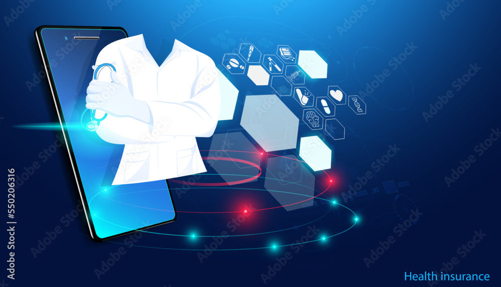 Abstract health healthcare icons and phone health plus treatment and ...