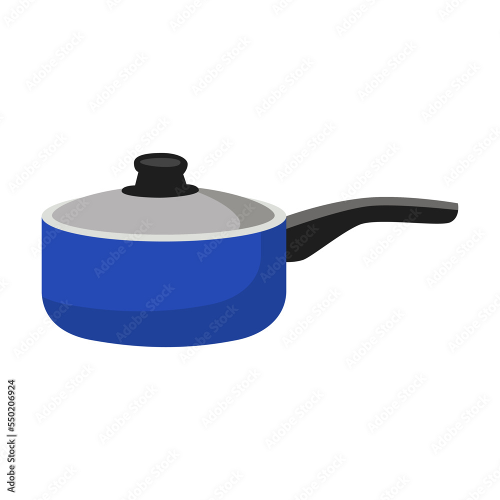 Saucepan with lid, kitchenware and dishes vector illustration. Cookware, different tools and instruments isolated on white background. Kitchen utensil Saucepan with lid, kitchenware and dishes vector illustration. Cookware, different tools and instruments isolated on white background. Kitchen utensil