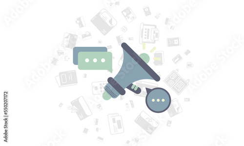 illustration of a megaphone as a notification on the phone