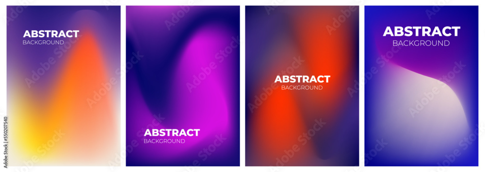 abstract blurred background set. Modern mesh gradient cover template design