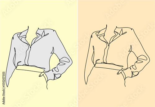 Linear glamour portrait woman in blouse. Portrait of fashionable girl. Linear glamour logo in minimal style for beauty salon, beautician, makeup artist, stylist. Hand drawn art.