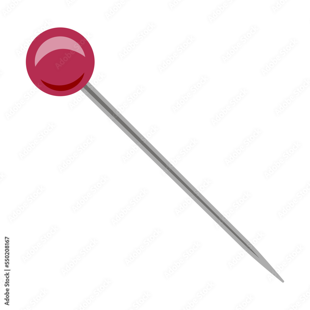 Sharp pin. Sewing and knitting, needlework. Vector illustration of tailor equipment and supplies isolated on white Sharp pin. Sewing and knitting, needlework. Vector illustration of tailor equipment and supplies isolated on white