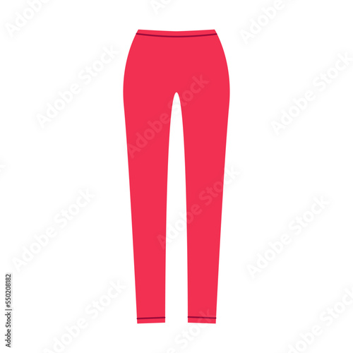 Skinny red trousers. Clothes, accessories for man and woman. Vector illustration of garment from wardrobe isolated on white