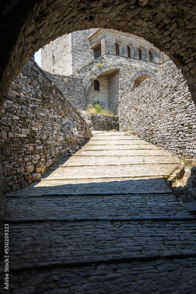 Inside Gjirokastra Castle, Interior of Fortress in Gjirokastra, Albania  