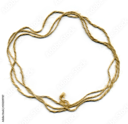 Handmade frame made with packing twine isolated on white background