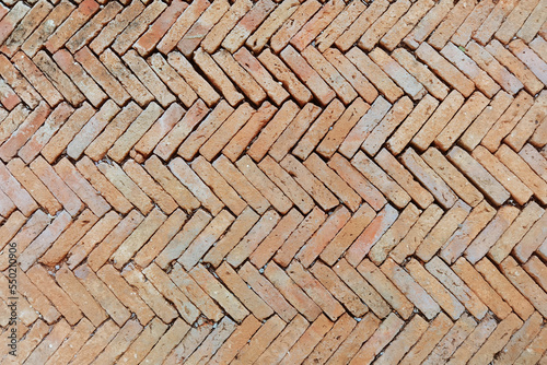 Old brown brick street floor texture background