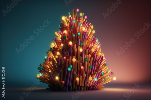 Illustration about Christmas tree with french fries. Made by AI.