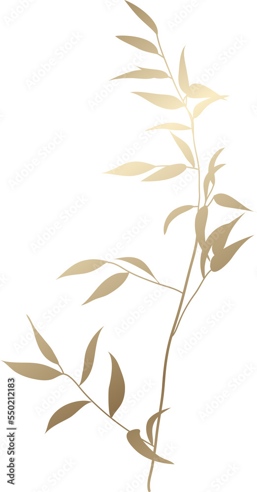 Gold leaf branch illustration Gold leaf branch illustration