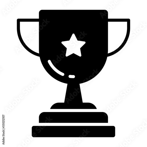 Trophy vector icon isolated on white background