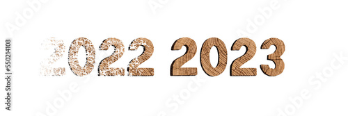 Jahreszahlen 2022 2023 aus Holz photo