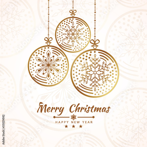 Merry Christmas getting card background with snow ball banner. Vector illustration