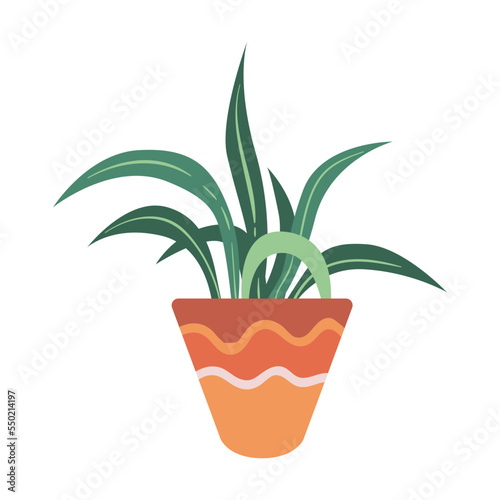Flowerpot flat vector illustration. Drawing of plant in pot for office or home garden isolated on white background