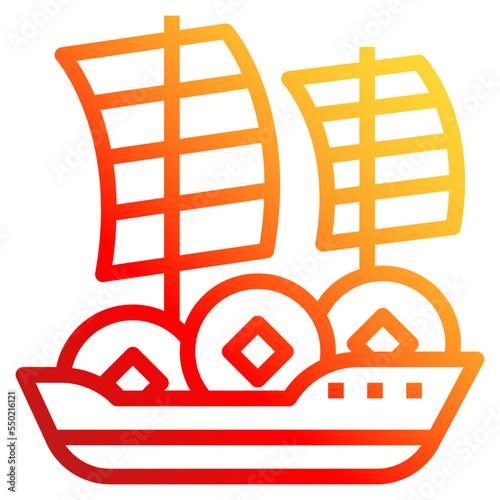 sailboat gradient line icon