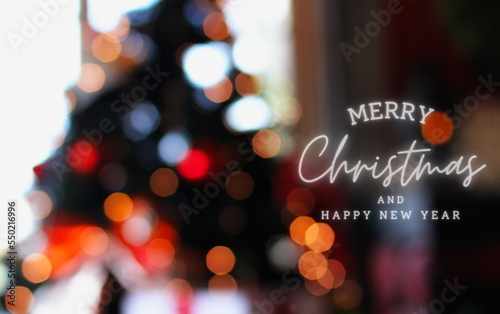 Christmas message There is a blurred background with orange bokeh lights. for background images