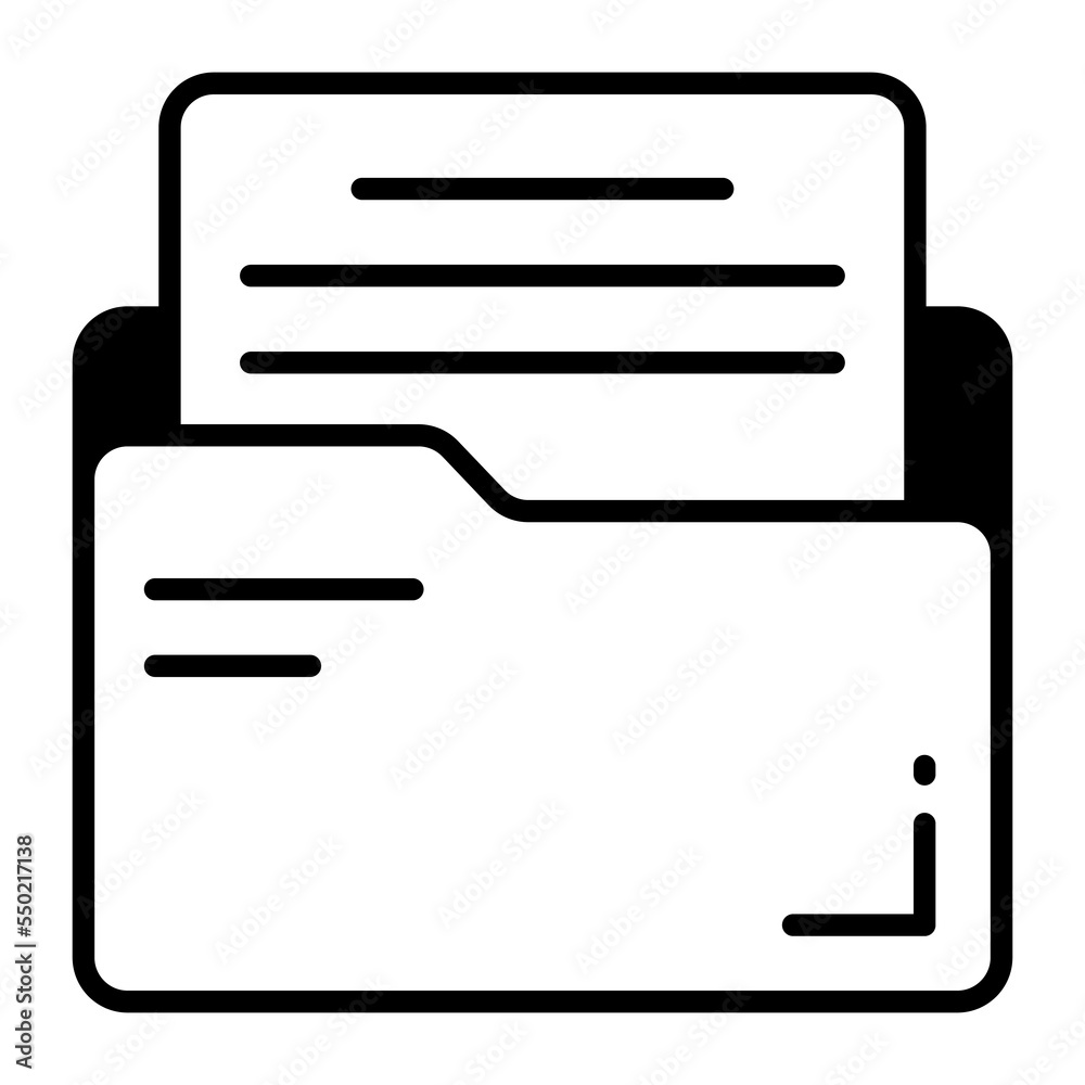 Folder icon containing document isolated on white background Folder icon containing document isolated on white background