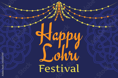 Happy Lohri festival of Punjab India background. Vector illustration. 
