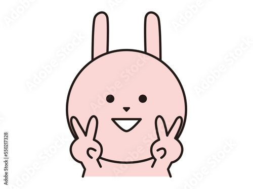 ダブルピースをするうさぎのキャラクター