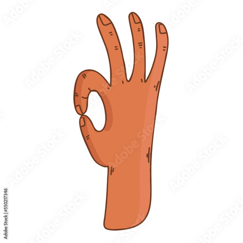 hand showing a sign everything will be ok vector illustration
