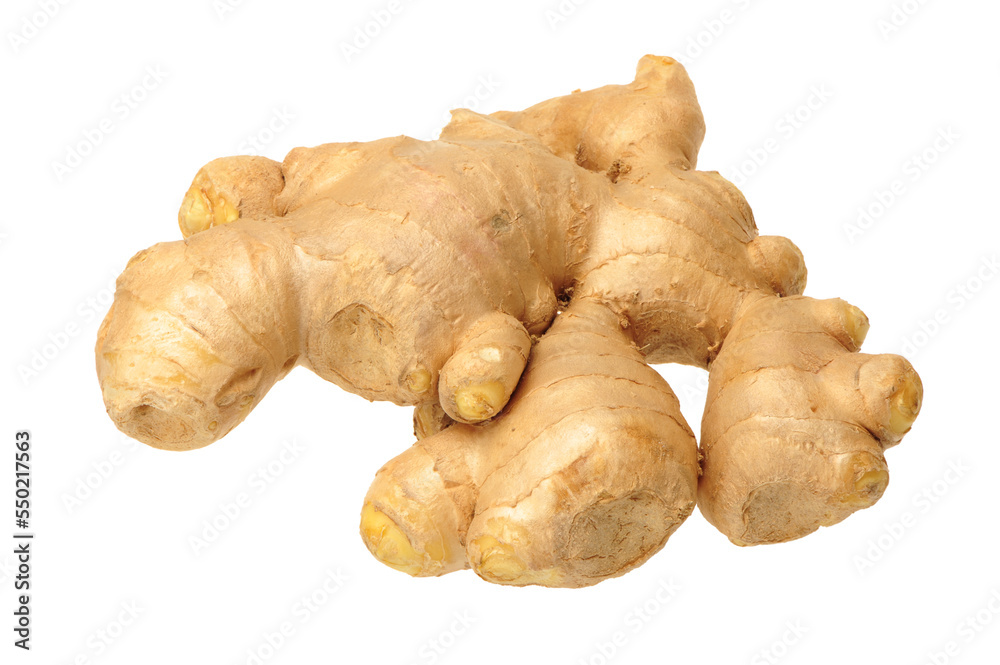 fresh ginger on a white background