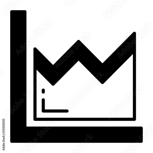 A trendy area graph chart vector icon