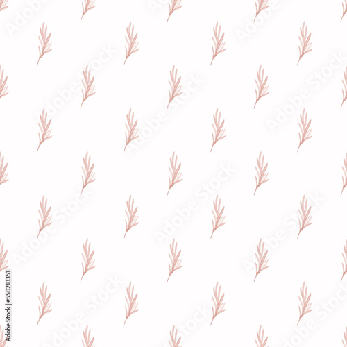 Dry grass. Seamless watercolor pattern. White background