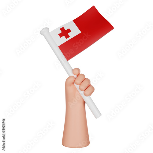 3D hand holding a flag of Tonga © Dedy