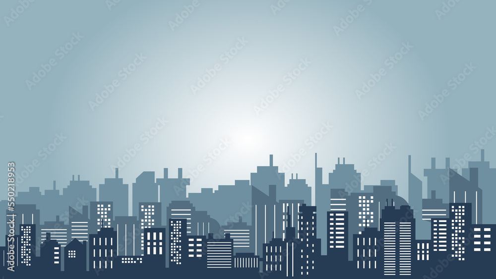 Silhouette building background with city atmosphere at night