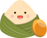 Chinese Dragon Boat Festival traditional food: Zongzi, glutinous rice food, Zongzi cartoon characters and mascot expressions