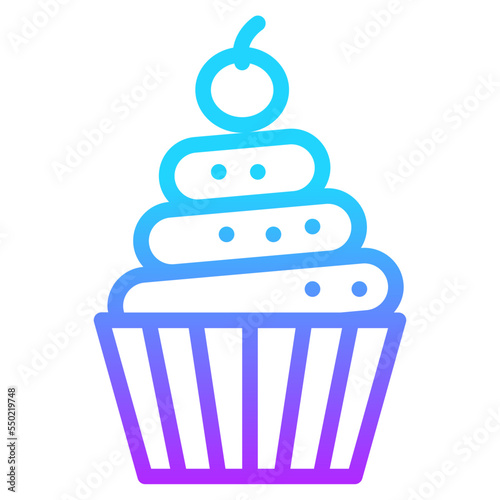 cupcake gradient line icon