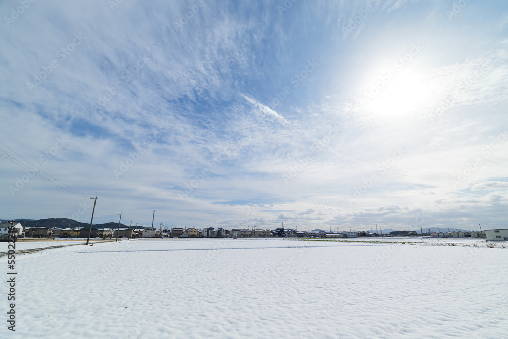 Midwinter snowfield, dusk just before sunset Midwinter snowfield, dusk just before sunset
