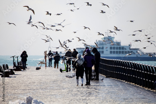 Photography 24-01-2022 Istanbul-Turkey: Walking in the snowy weather in İstanbul City