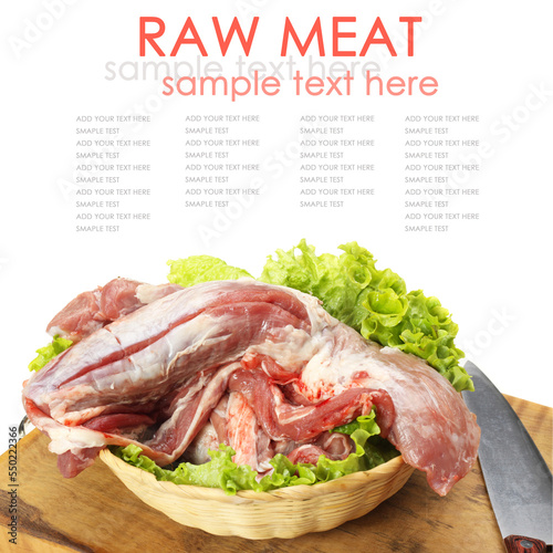 fresh raw meat on white background.