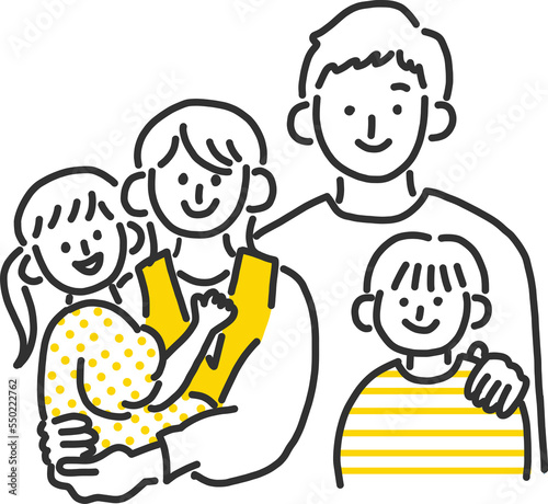 笑顔の4人家族・親子のイラスト