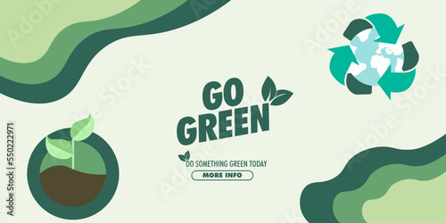 Go green landing page, go green banner design template, go green design element.