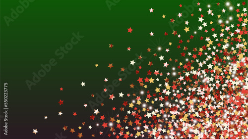 Realistic Background with Confetti of Glitter Star Particles. Sparkle Lights Texture. Celebration pattern. Light Spots. Star Dust. Christmass Design. Explosion of Confetti. Design for Advertisement.