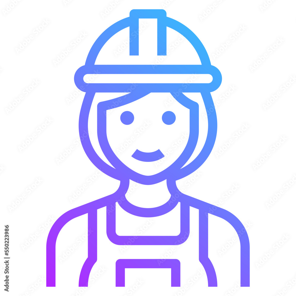 laborer gradient line icon