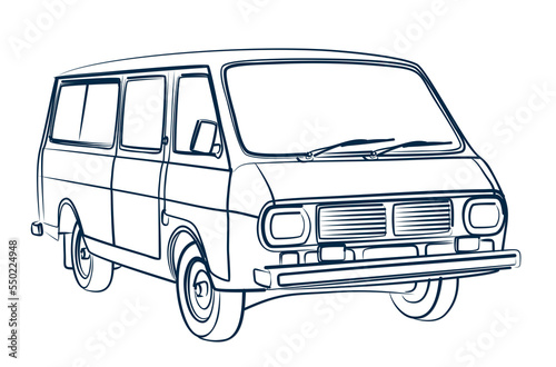 The Sketch of the passenger old bus.
