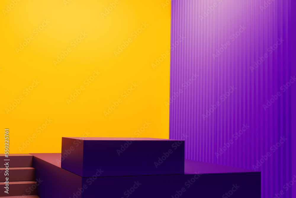 Modern 3d Rendered colorful podium with luxury style and shapes. New stage design with empty space for placement Modern 3d Rendered colorful podium with luxury style and shapes. New stage design with empty space for placement