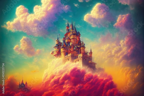 illustration colorful dream castle in the clouds © funkenzauber