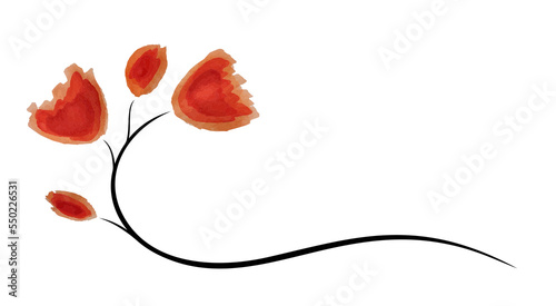 Fototapeta Naklejka Na Ścianę i Meble -  The red flowers stylized symbol painted in watercolor.
