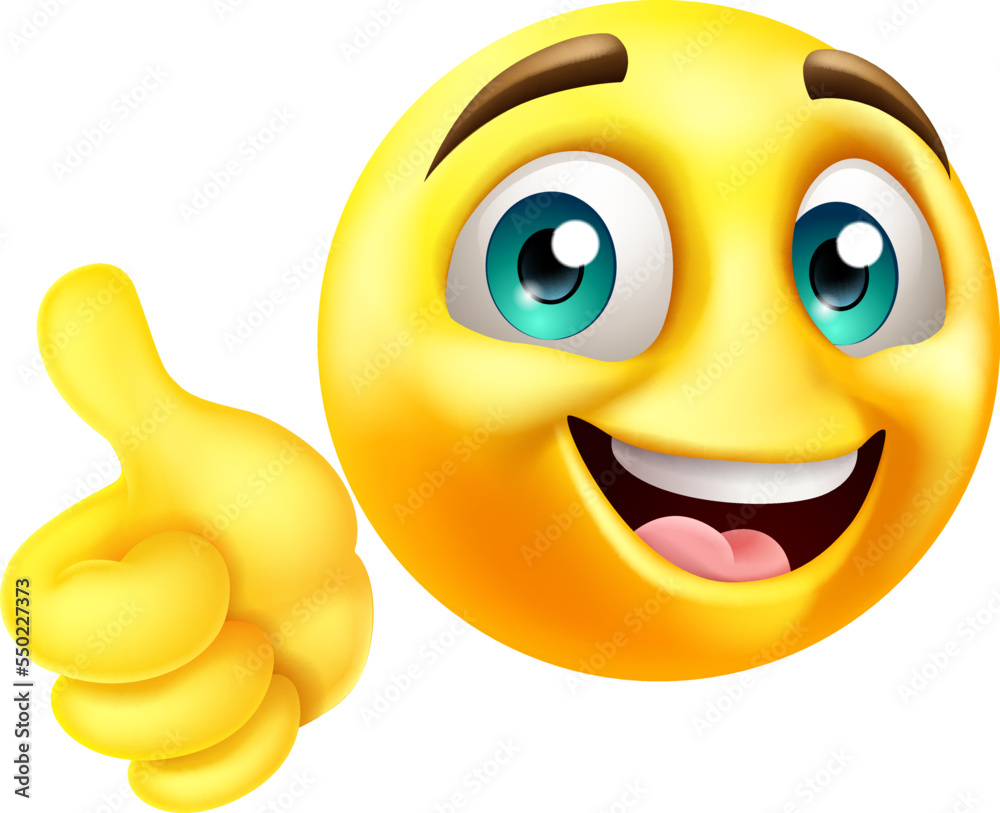 A thumbs up emoji emoticon face cartoon icon illustration
