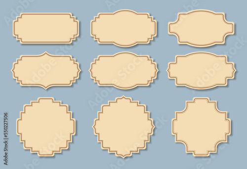 set labels on blue background. Vector illustration