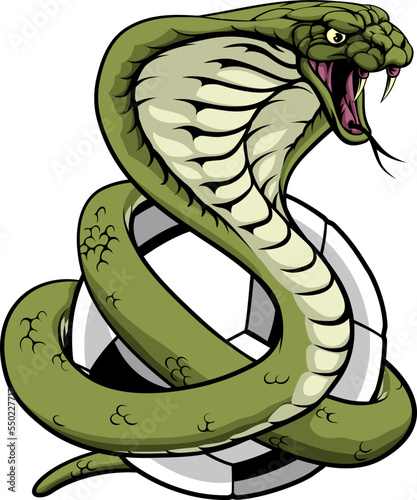 A cobra snake soccer football ball animal sports team mascot