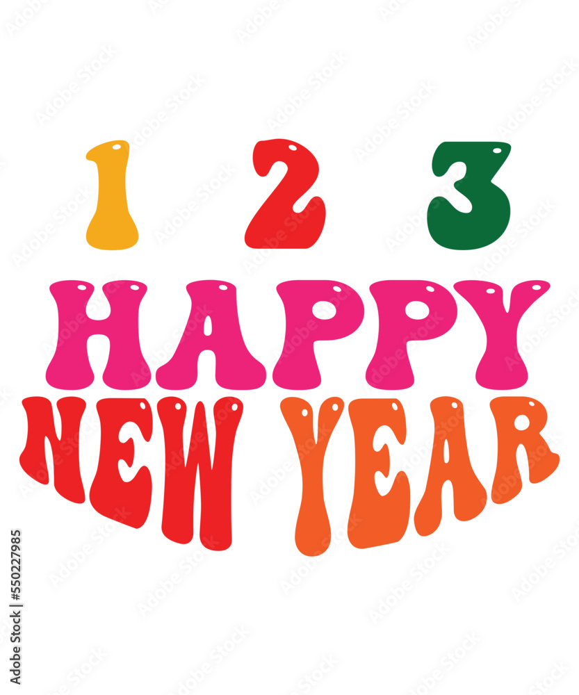New Years SVG,Happy New Year Clip Art, New Year,New year retro design