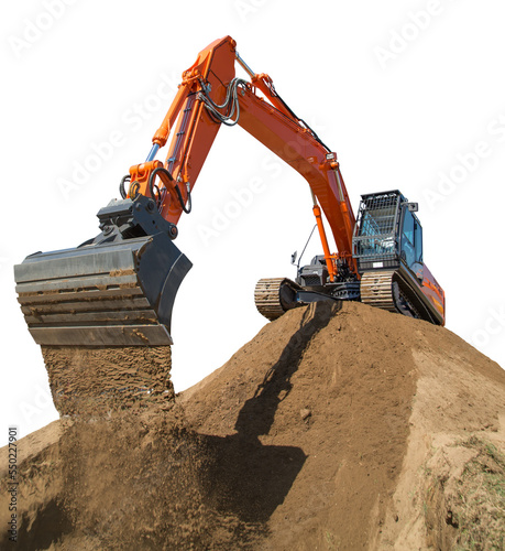 Modern excavator at work