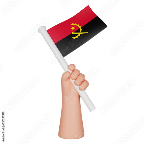 3D hand holding a flag of Angola © Dedy