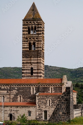 Vertical shot of the Basilica of the Holy Trinity of Saccargia in Codrongianos, Sardinia photo