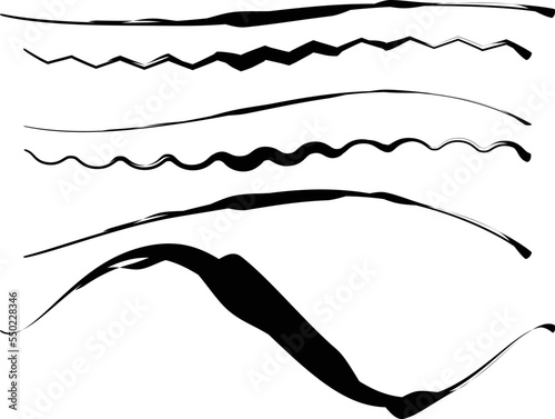 筆書きのライン6種セット　ブラック