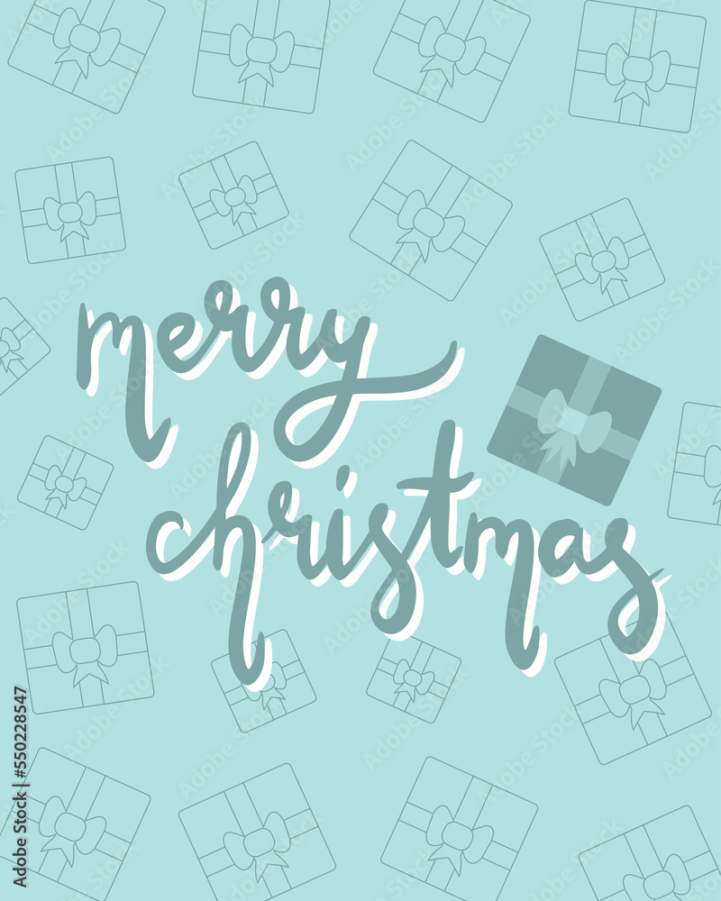 Cute Christmas postcard with holiday elements. Illustration for cards, posters, flyers.